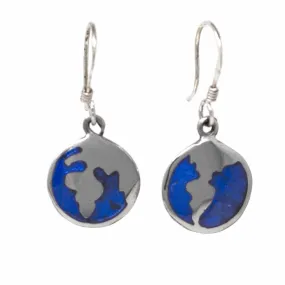 Alpaca Silver Blue Inlaid Earth Earrings Artisana