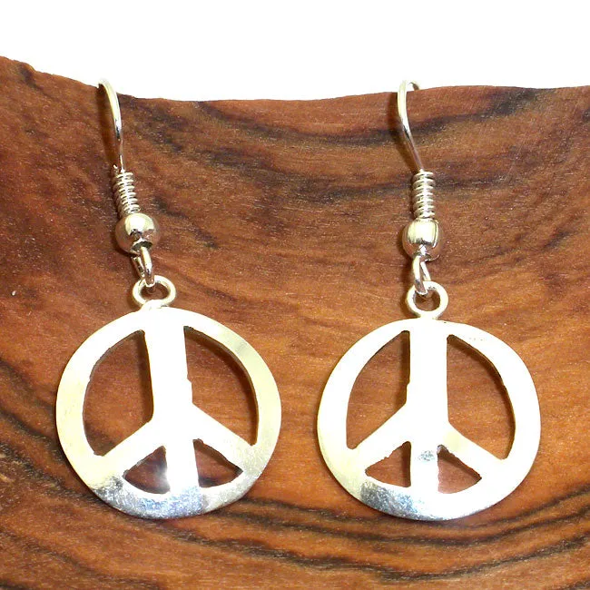 Alpaca Silver Peace Symbol Earrings Artisana