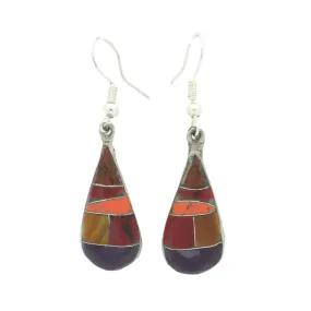 Alpaca Silver Purple and Earth Tone Stone Drop Earrings Artisana