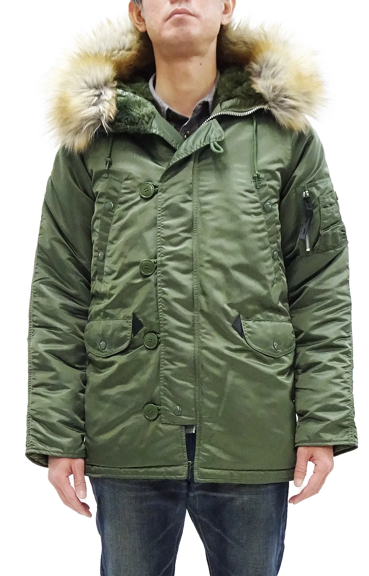 Alpha Industries N-3B Parka 20094 Men's Modern Fit Military Inspired Thigh-Length Padded Nylon Hooded Coat Jacket 20094-503 Vintage-Green