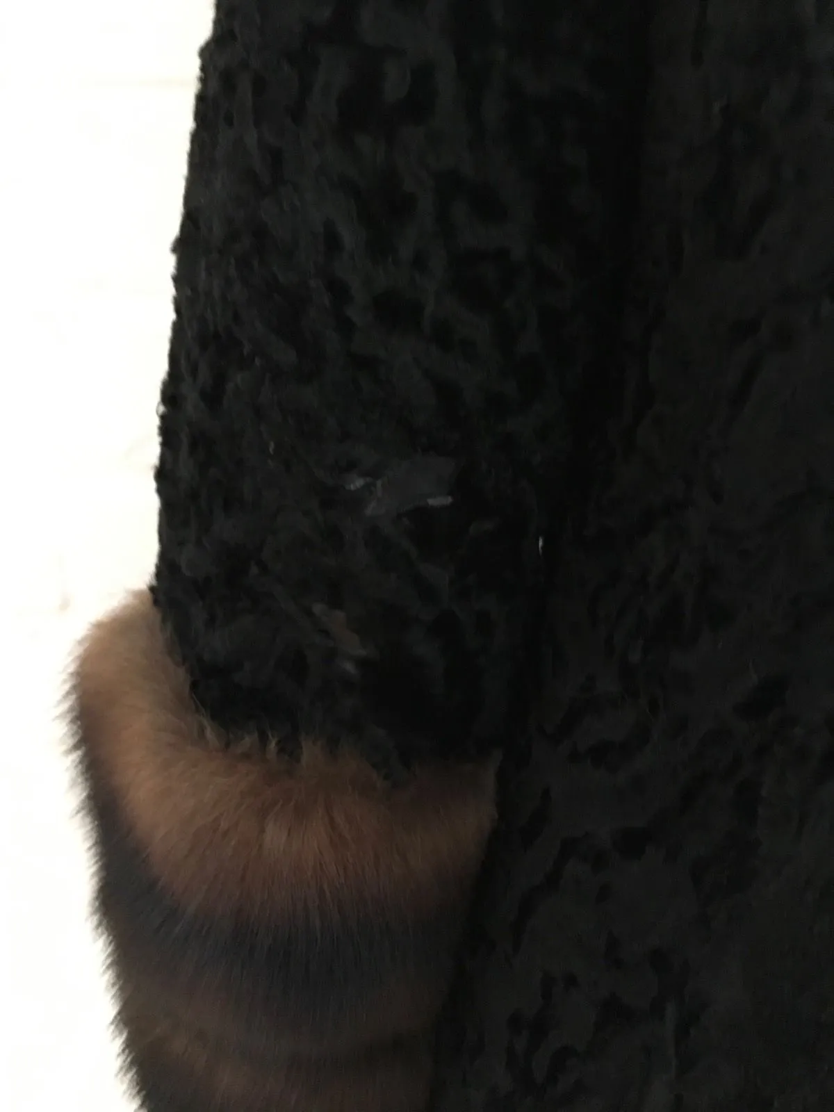 AMAZING PERSIAN LAMB ASTRAKAN AND SABLE TRIM FUR COAT SIZE S SMALL Ladies