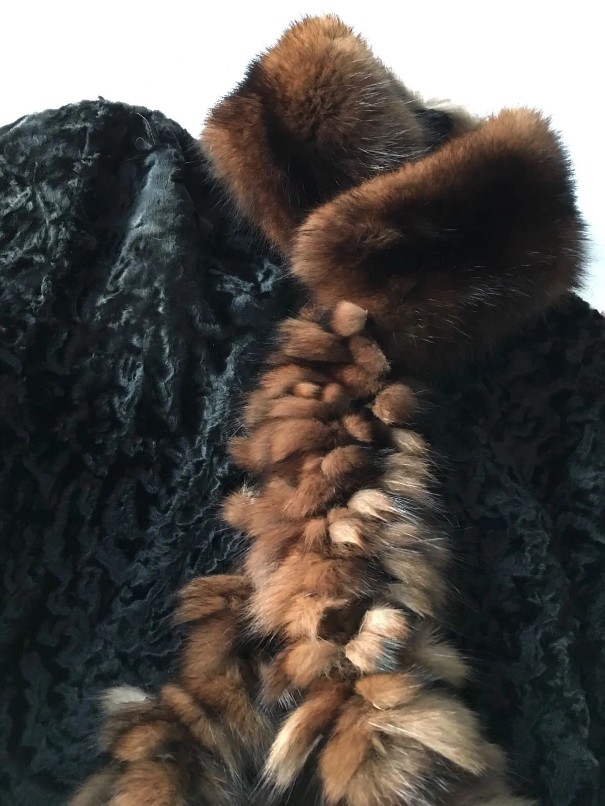 AMAZING PERSIAN LAMB ASTRAKAN AND SABLE TRIM FUR COAT SIZE S SMALL Ladies