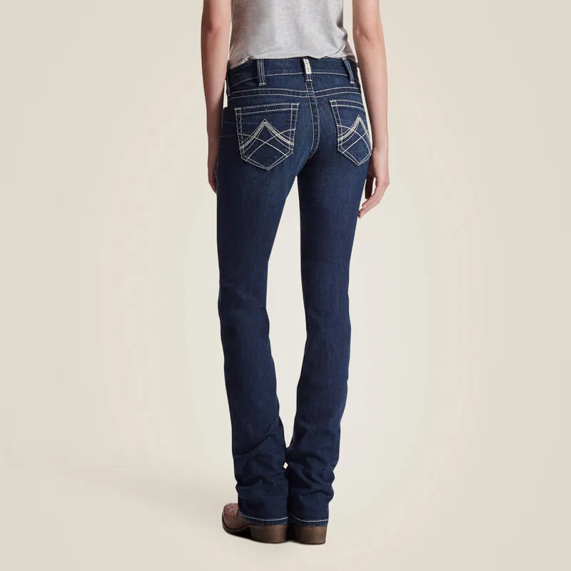 Ariat Ladies R.E.A.L. Mid Rise Stretch Icon Stackable Straight Leg Jean Style 10017216