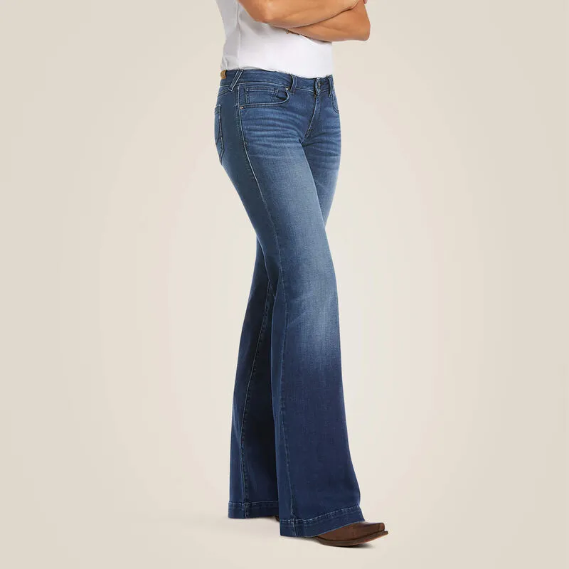 Ariat Ladies Trouser Mid Rise Stretch Kelsea Wide Leg Jean Style 10027695