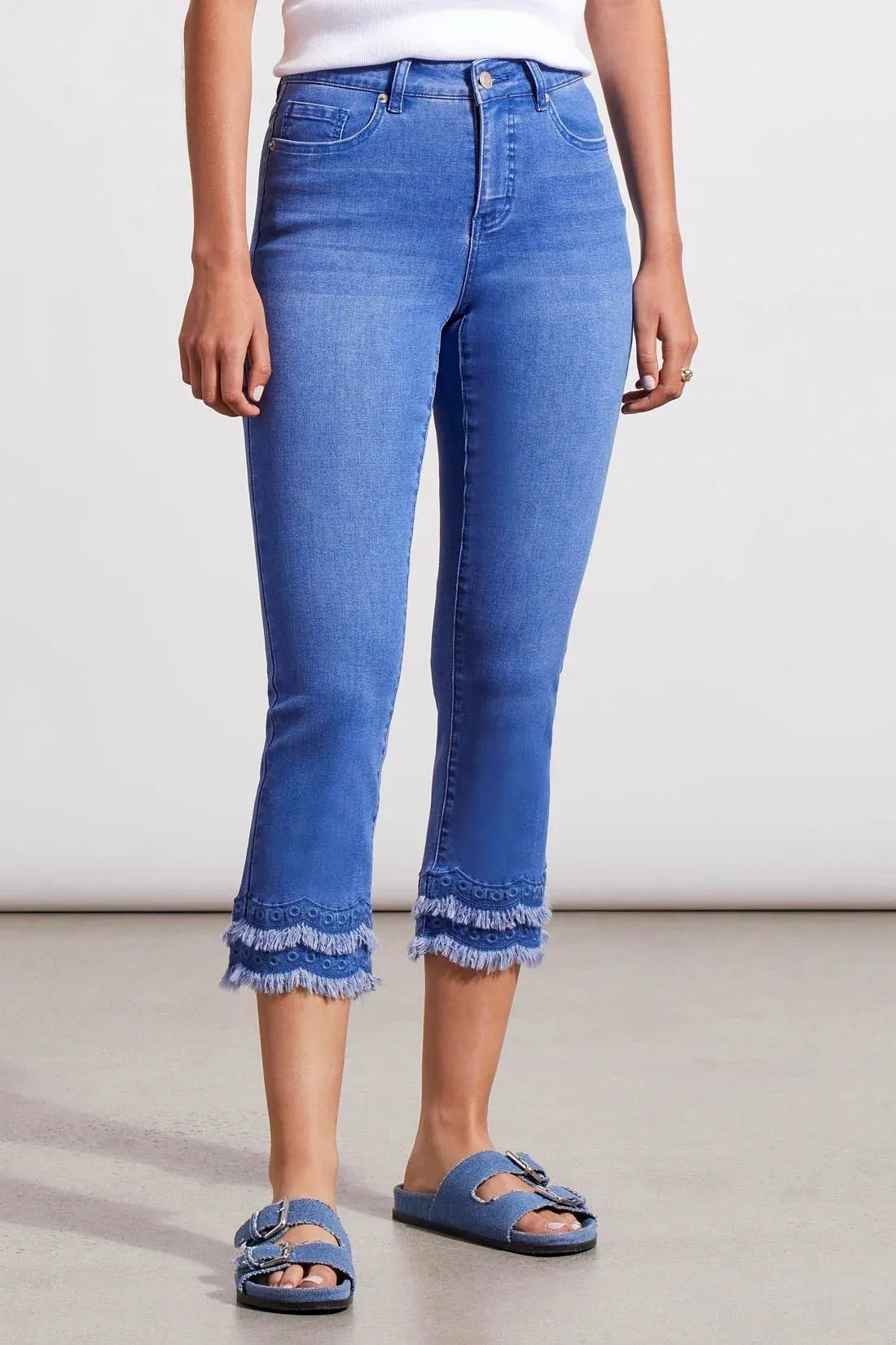 Audrey Straight Leg Crop Jeans With Embroidered Hem