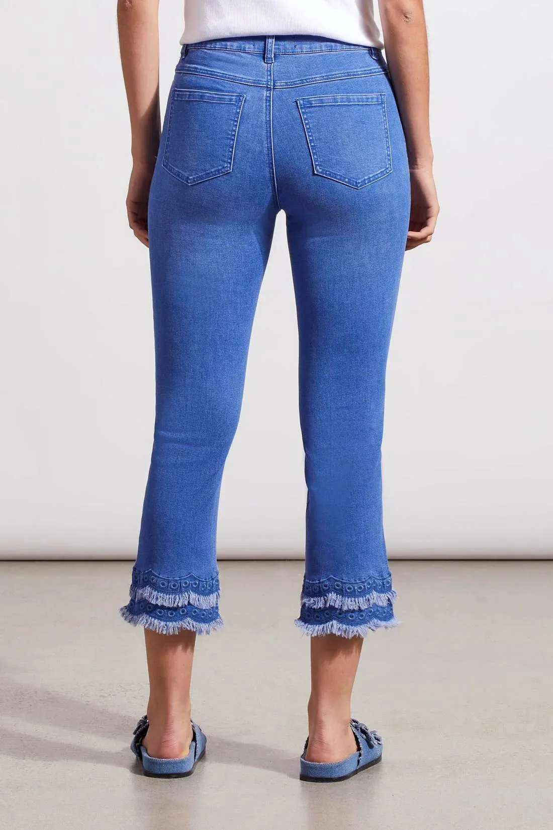 Audrey Straight Leg Crop Jeans With Embroidered Hem