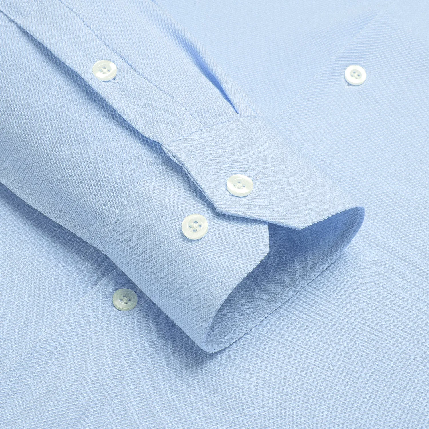 Baby Blue Solid Stretch Woven Business Men's Long Sleeve Button Down Shirt