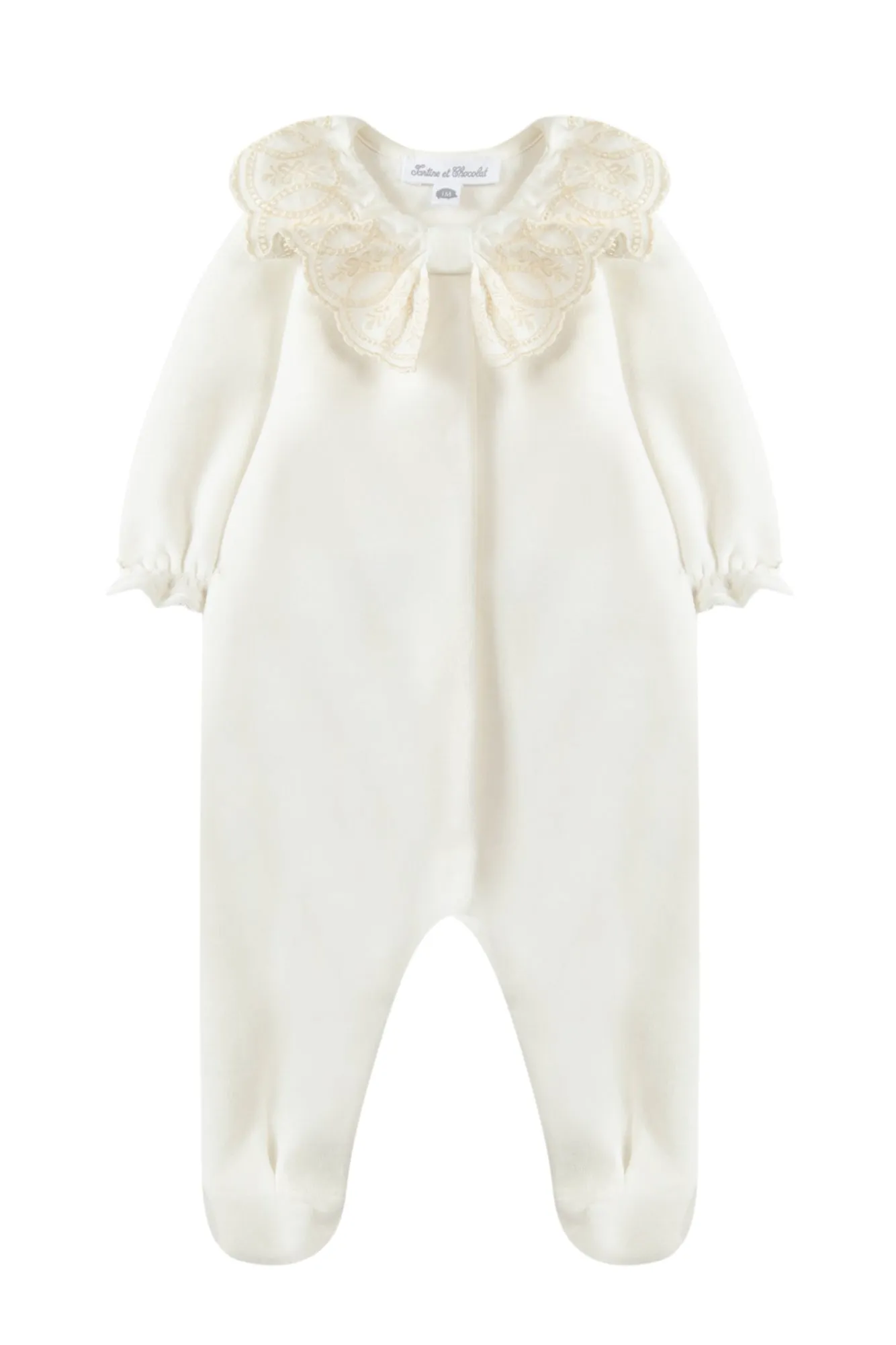 Babygrow - Mother-of-pearl Velour with Bow