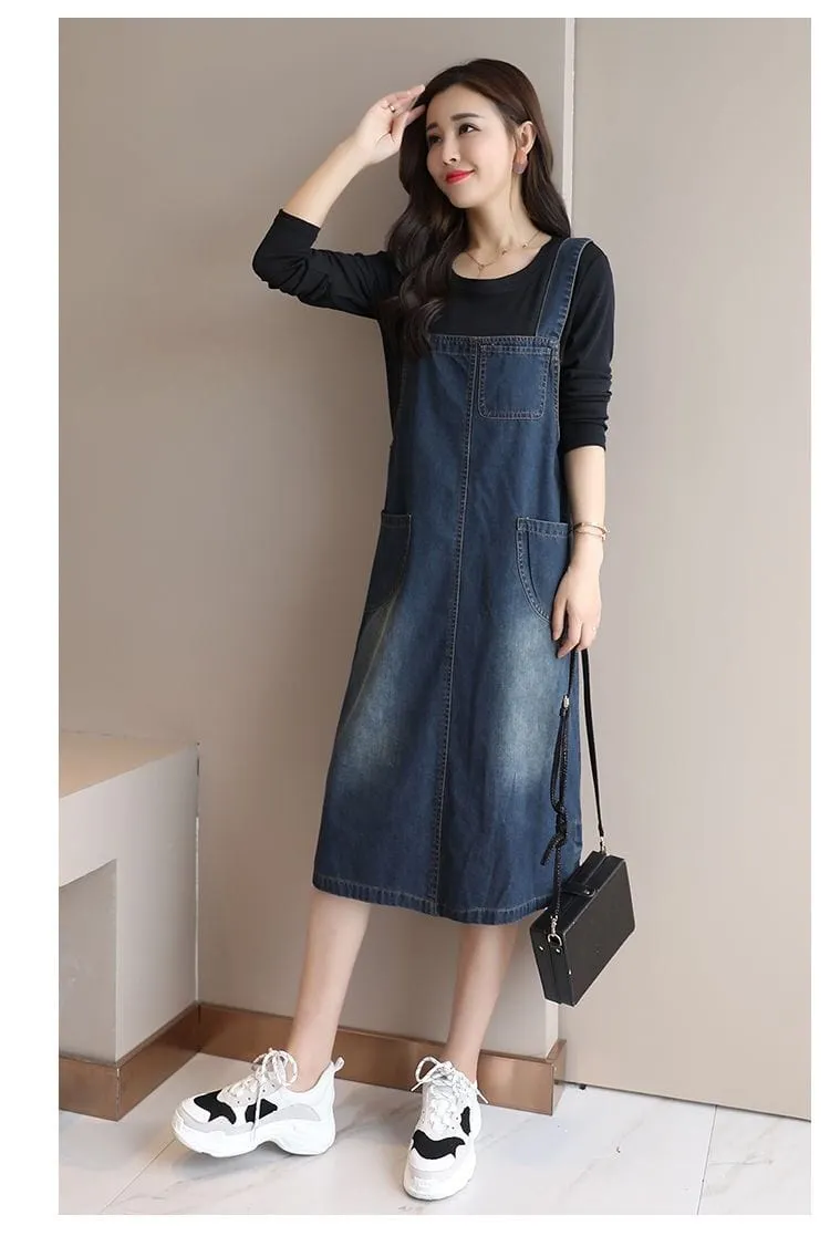 Back At It Denim Overall Dress