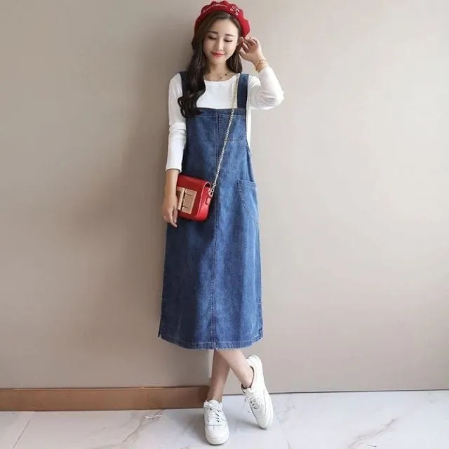 Back At It Denim Overall Dress