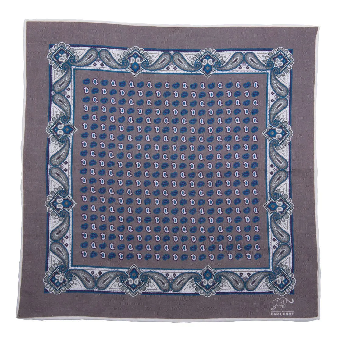 Baldwin Abstract Linen Pocket Square, Grey / White / Blue