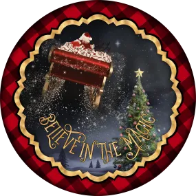 Believe in the Magic Sign, Holiday Sign Christmas Sign, Wreath Sign, Wreath Center