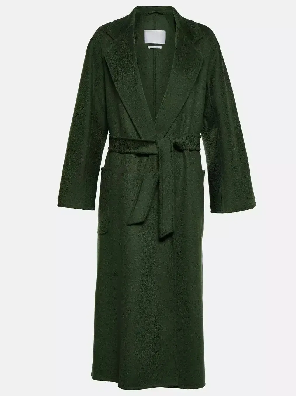 Belted Cashmere and Wool Coat in Dark Green