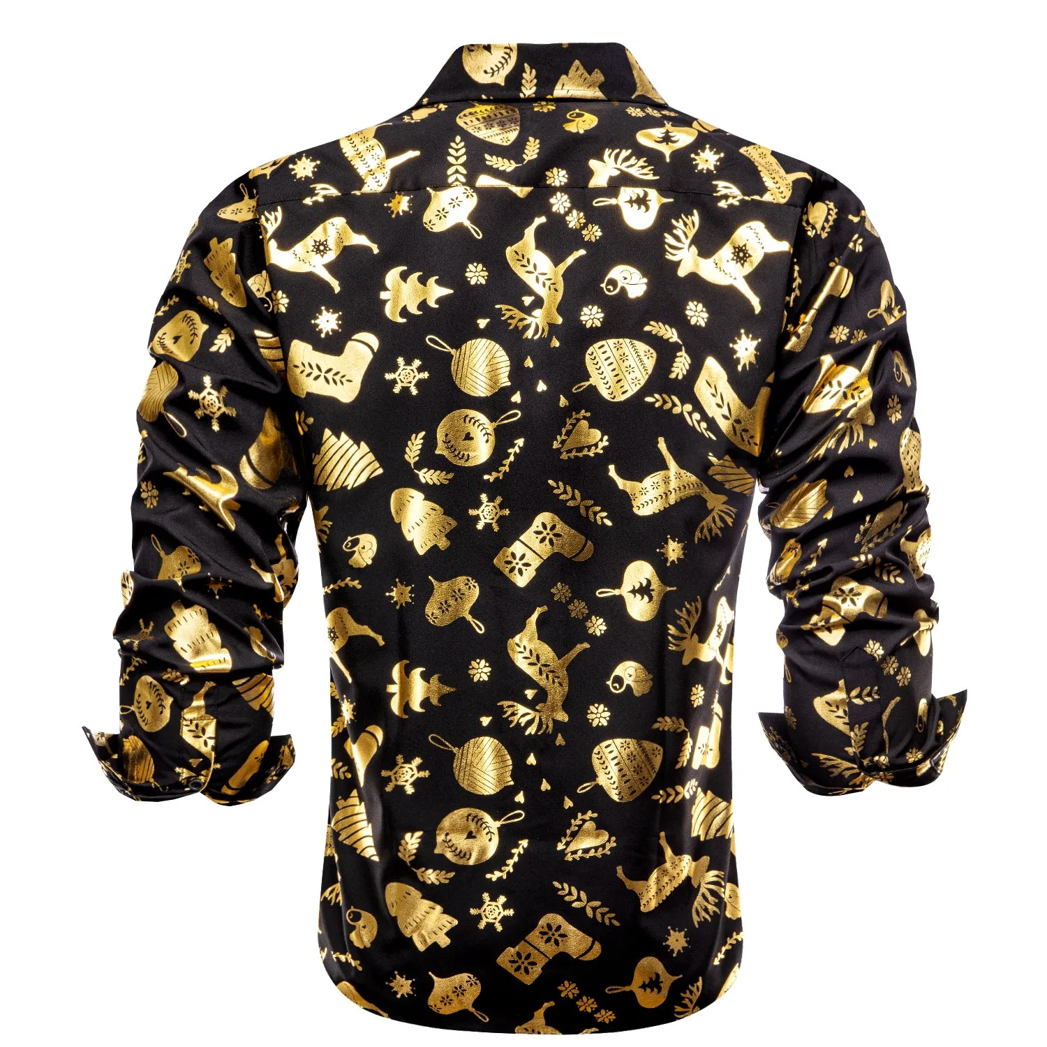 Black Christmas Golden Novelty Men's Long Sleeve Shirt