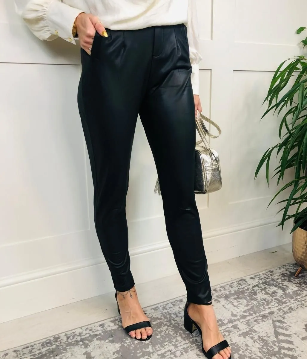 Black Faux Leather Trousers