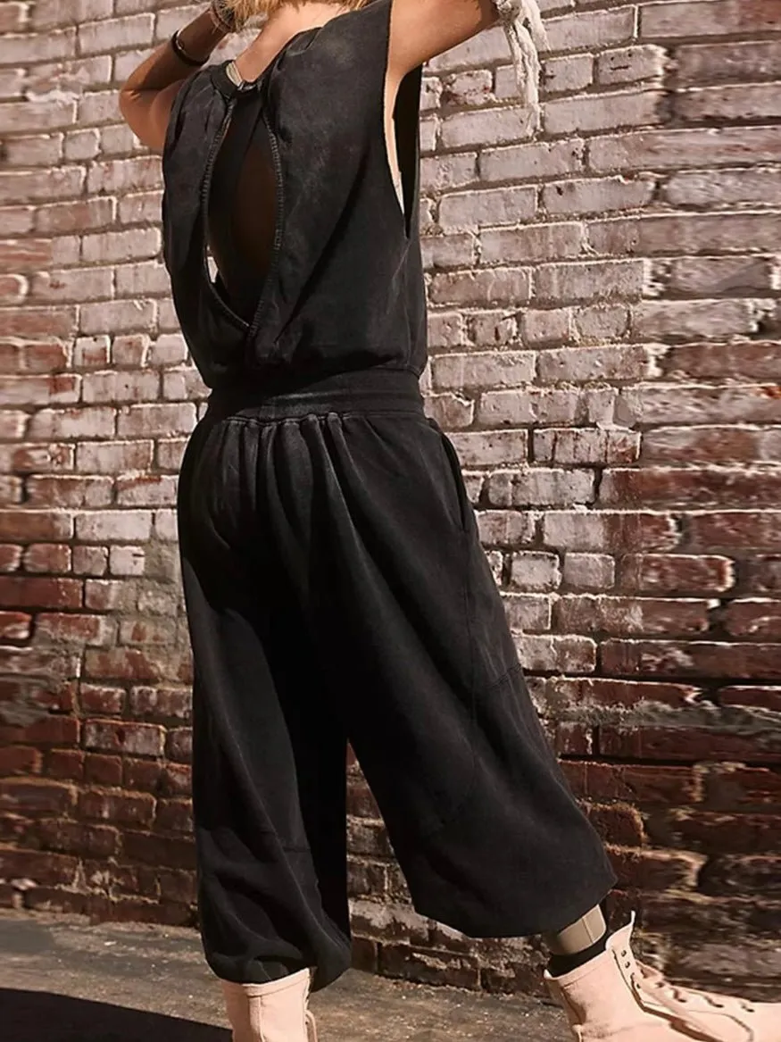 Black loose jumper overall