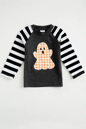 Black Striped Ghost Boy Top