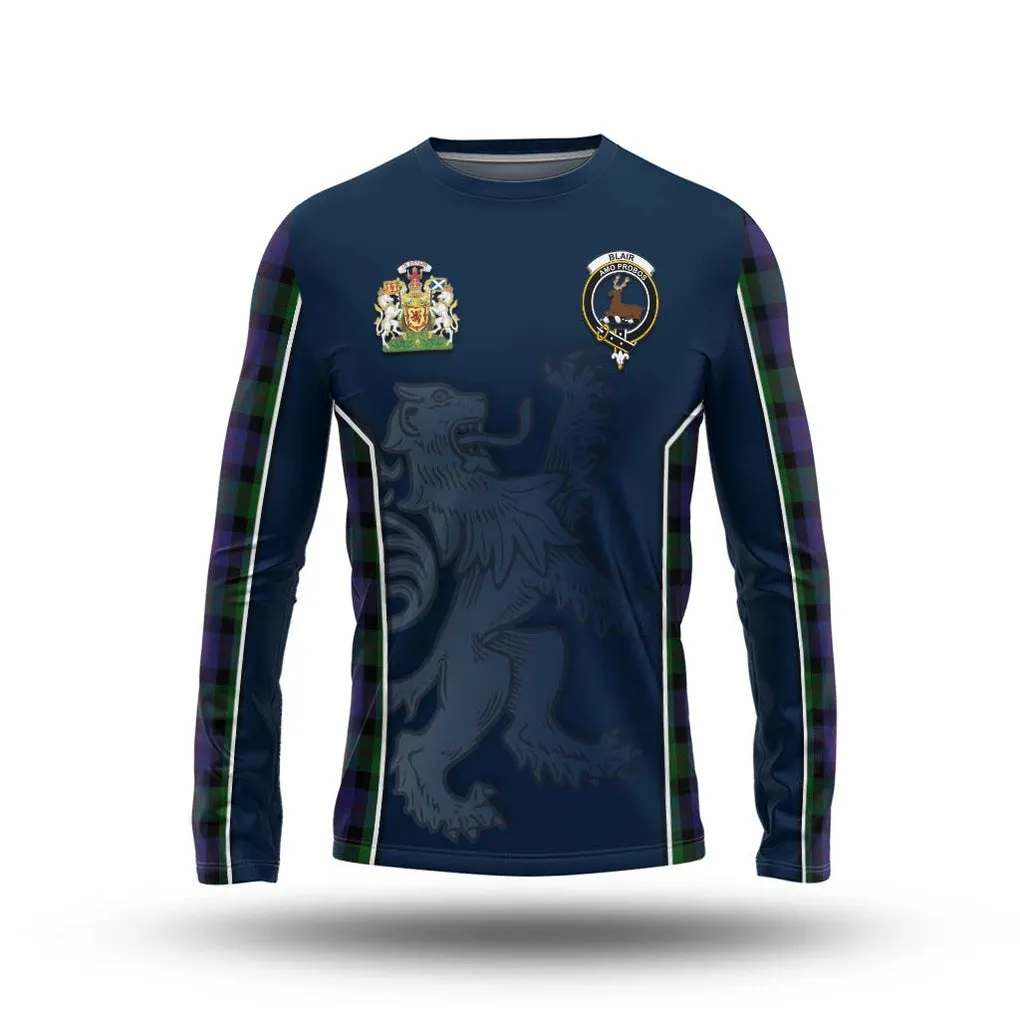 Blair Tartan Long Sleeve T-Shirt with Family Crest and Lion Rampant Vibes Sport Style