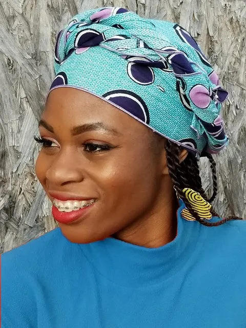 Blue African Print Head Wrap-DP3845H