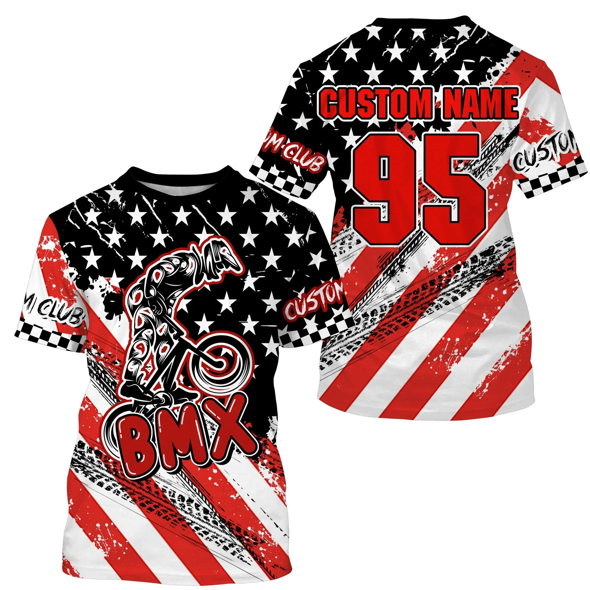 BMX Jersey Patriotic Freeride Gear USA Flag Cycling 3D Long Sleeve Shirt Bicycle Motocross Racewear