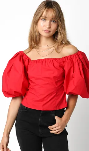 Bonnie Puff Sleeve Top Red