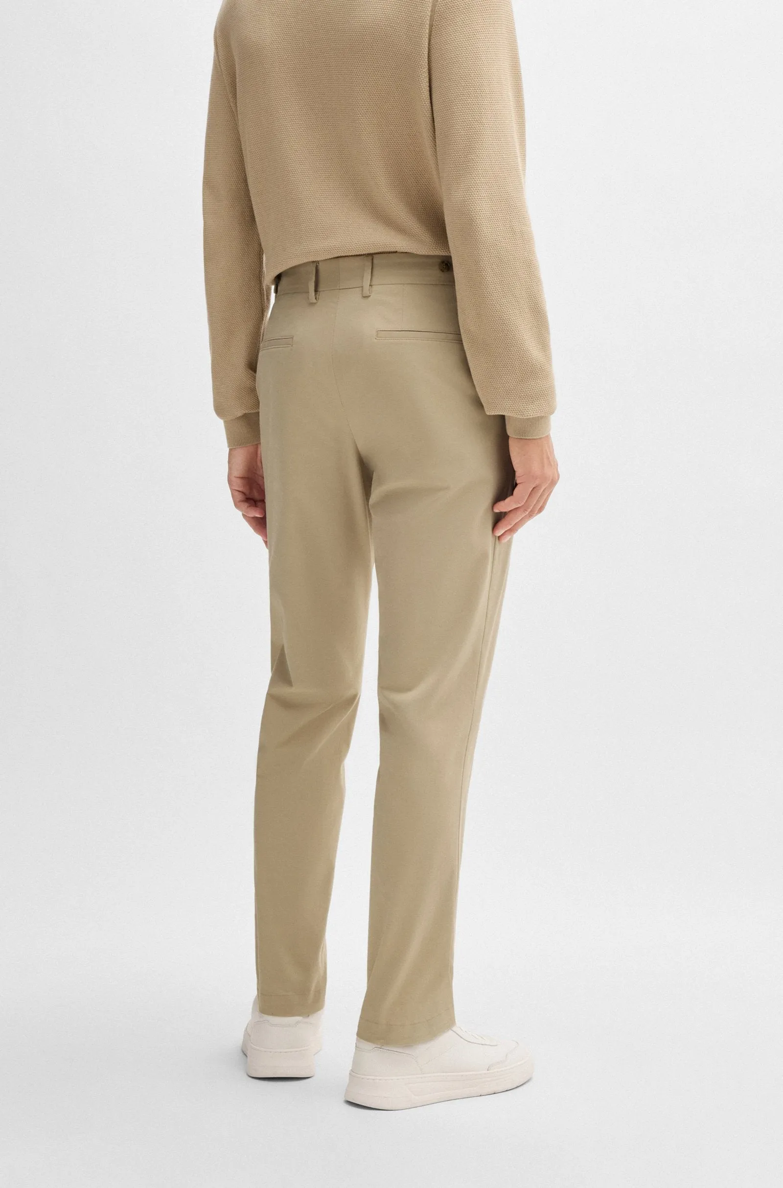 BOSS - C-GENIUS-DTL Slim-fit Trousers In Washable Stretch Cotton In Light Beige 50534612 275