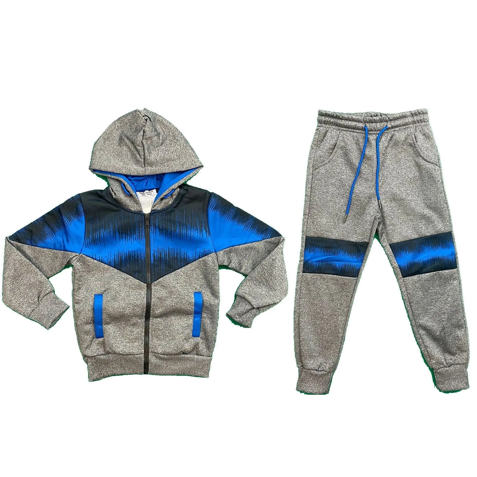 Boys Kids Panel Tracksuit Jacket Joggers Jogging Bottoms Sport PE Gym Set Warm