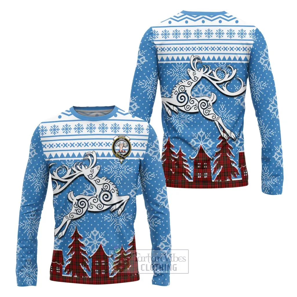 Brodie Clan Christmas Long Sleeve T-Shirt Celtic Reindeer Style