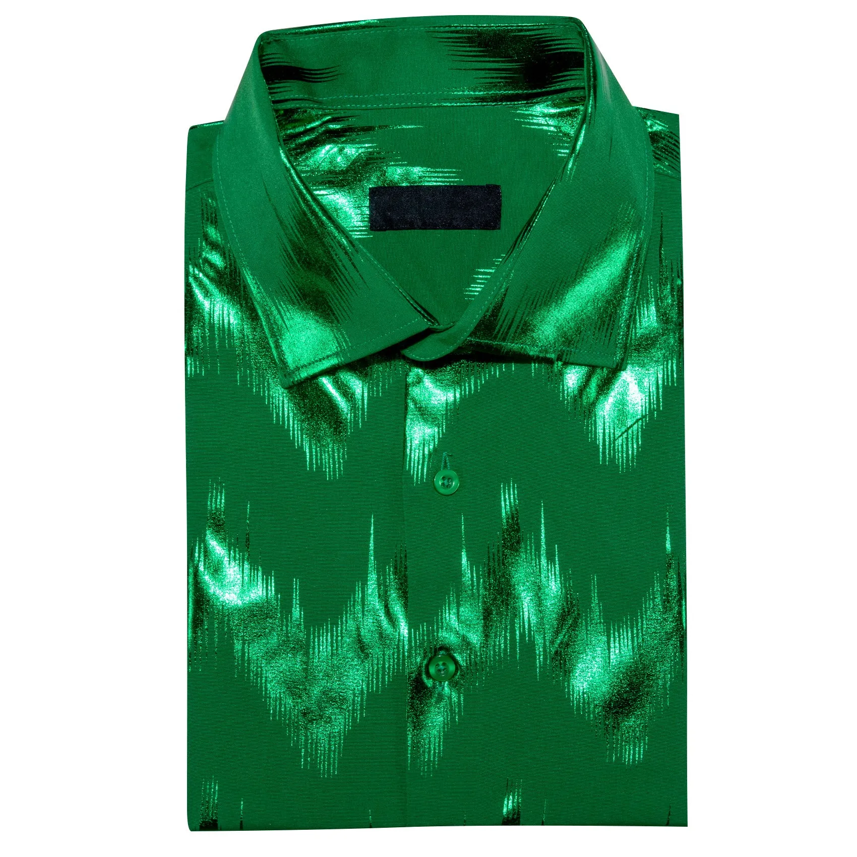 Bronzing Printing Green Novelty Men's Long Sleeve Shirt