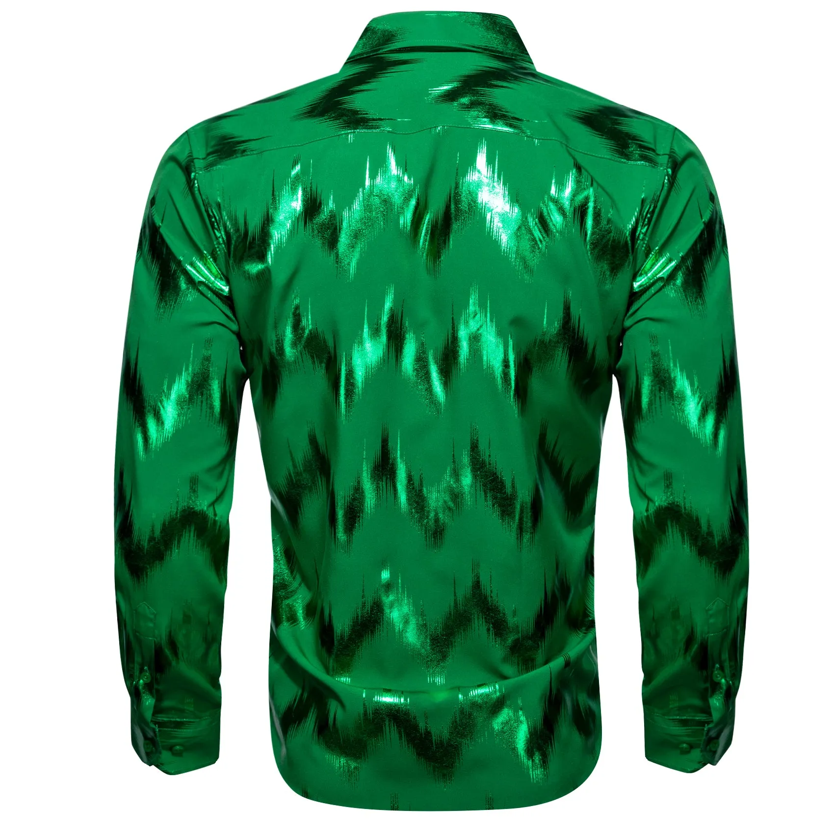 Bronzing Printing Green Novelty Men's Long Sleeve Shirt