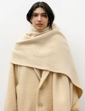 Brushed Alpaca Wool Melton Large Stole Beige