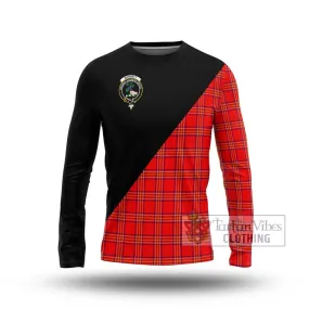 Burnett Modern Tartan Long Sleeve T-Shirt with Family Crest and Military Logo Style