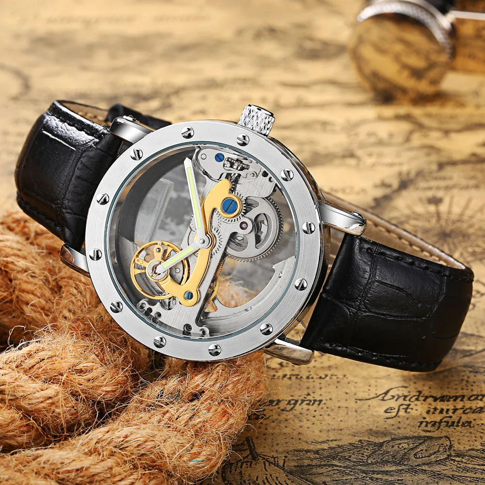 Business Hollow Transparent Mechanical Men Watch