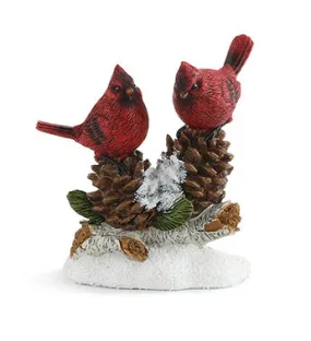 Cardinals on Pine Cones Figurine