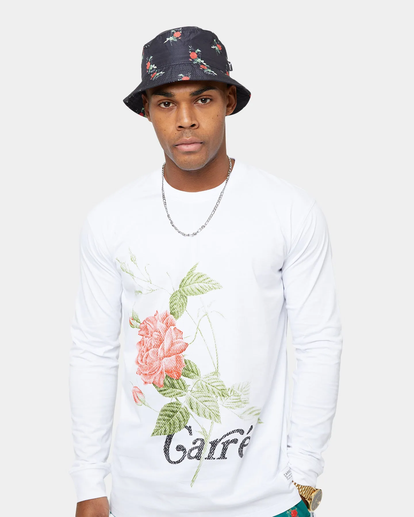 Carre Ament Rose Long Sleeve T-Shirt White