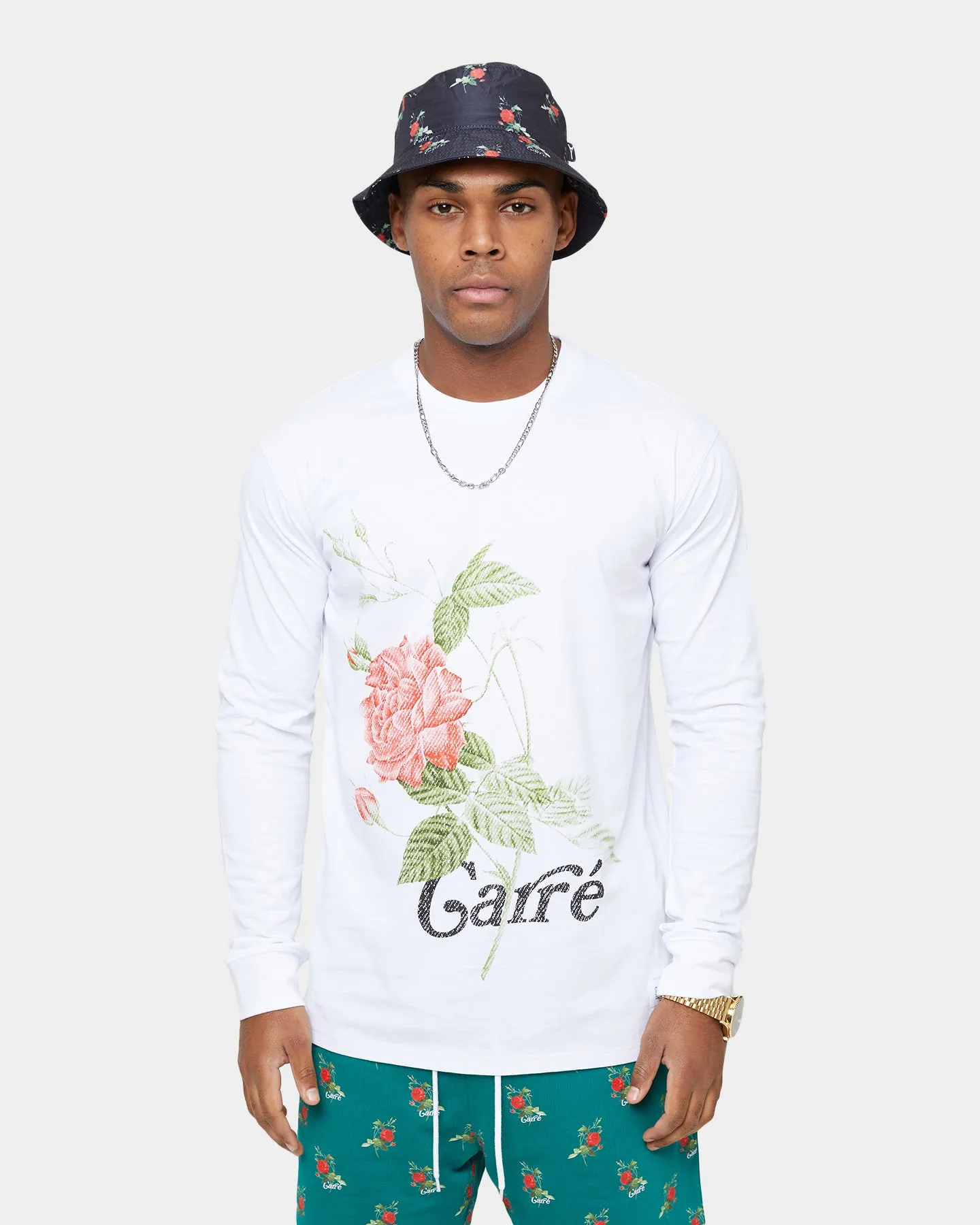 Carre Ament Rose Long Sleeve T-Shirt White