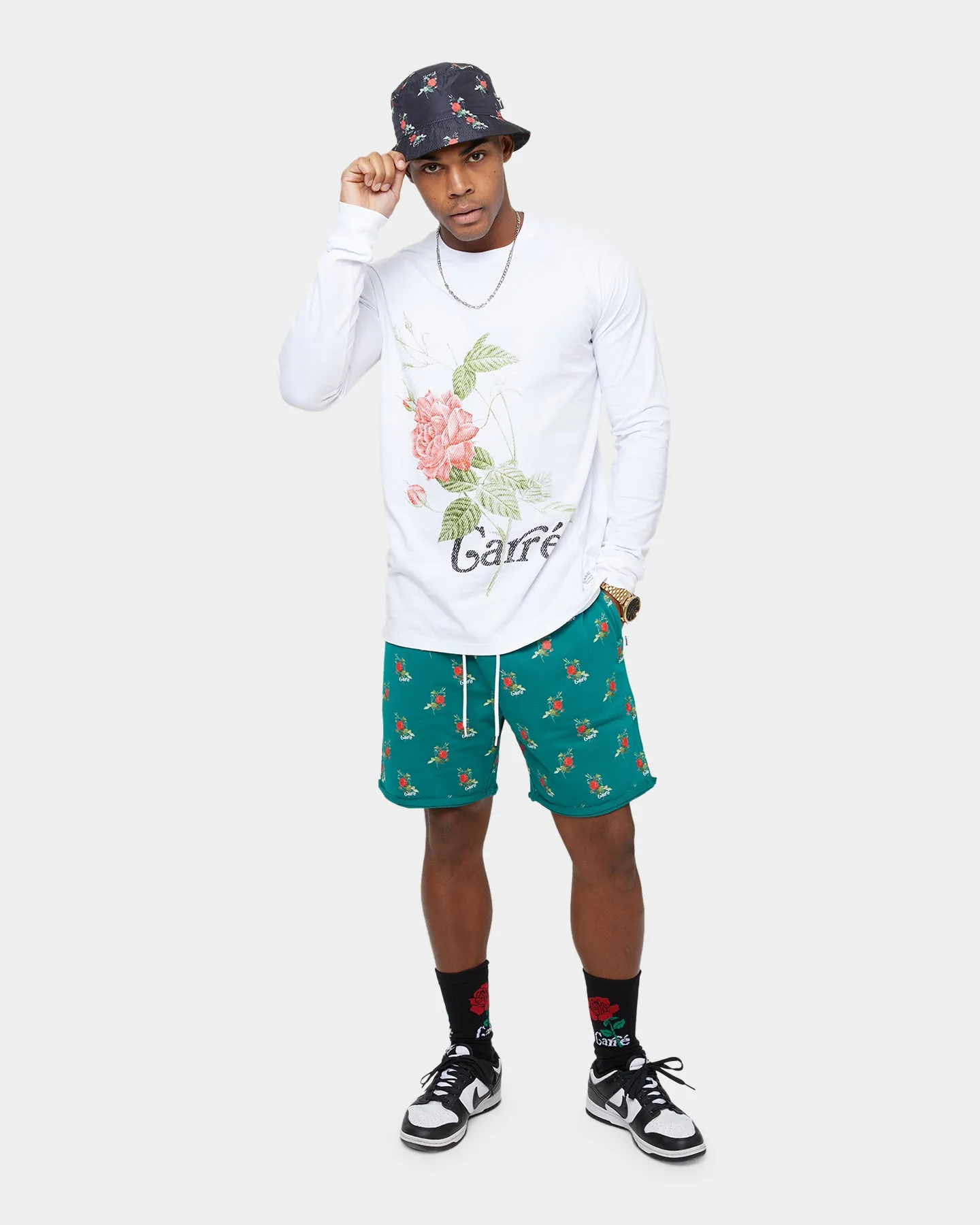 Carre Ament Rose Long Sleeve T-Shirt White