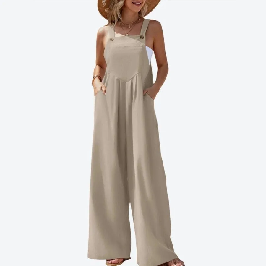 Casual Wide-Leg Overall Jumpsuits