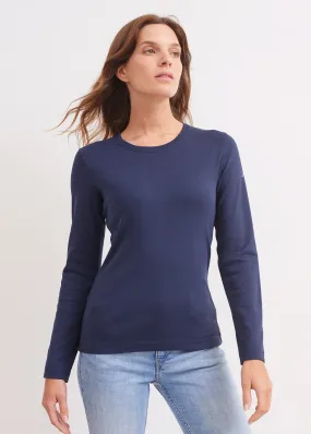 Celina long sleeve t-shirt - round neck, in cotton (MARINE)