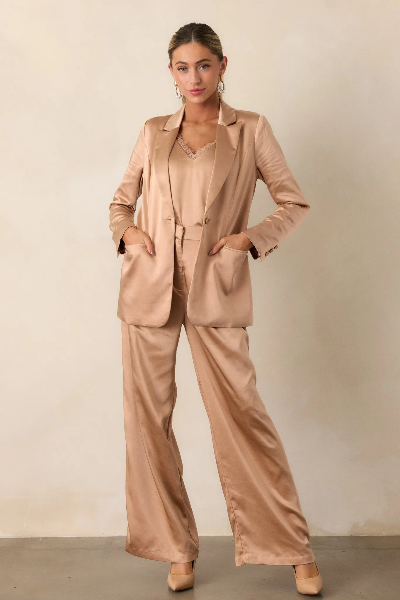 Changed My Mind Light Copper Satin Trousers