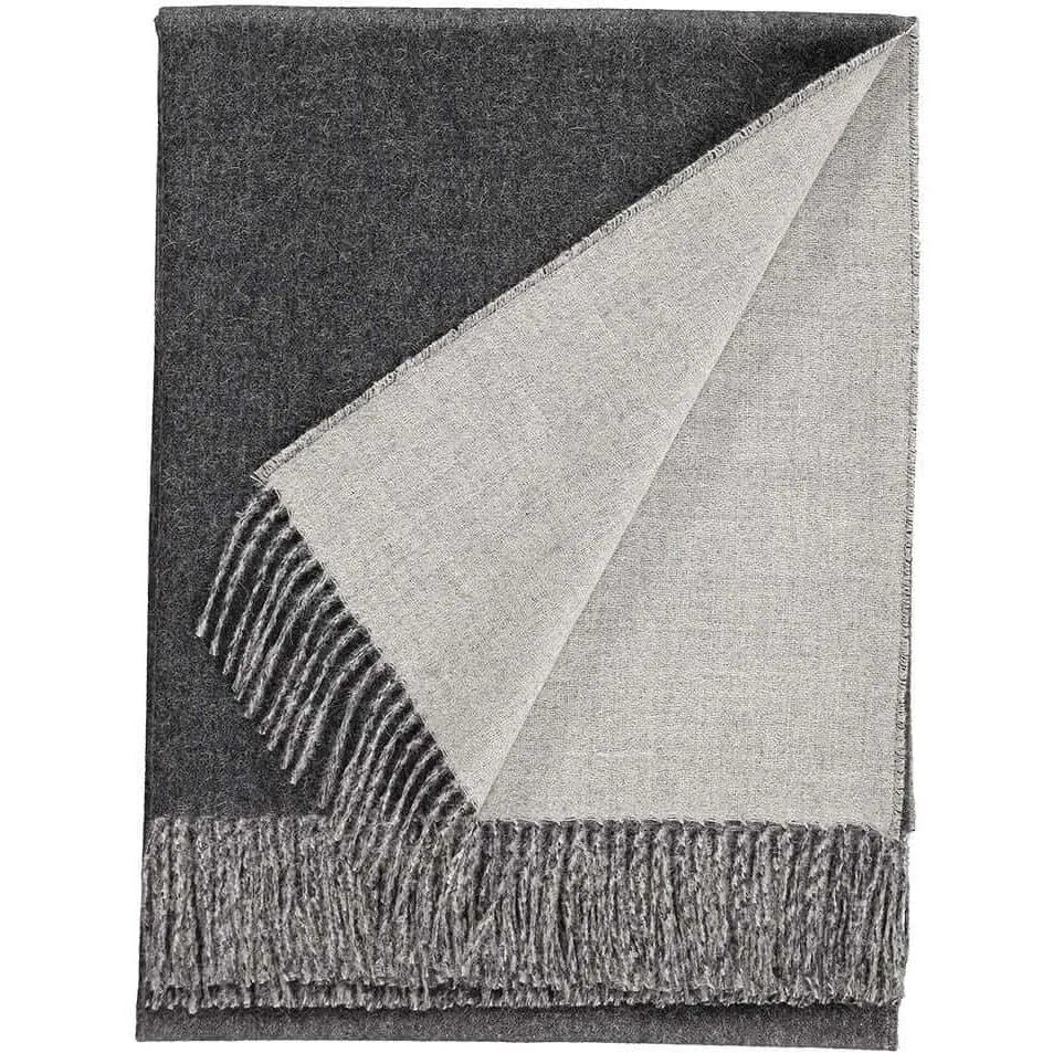 Charcoal and Light Grey Alpaca Emery Throw (180cm x 130cm)