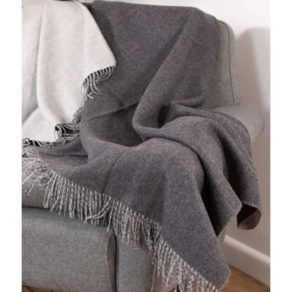 Charcoal and Light Grey Alpaca Emery Throw (180cm x 130cm)