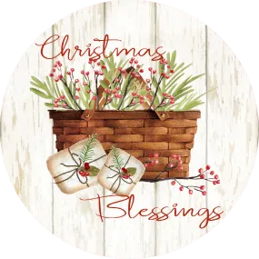 Christmas Blessings, Holiday Sign, Wreath Center, Wreath Attachment