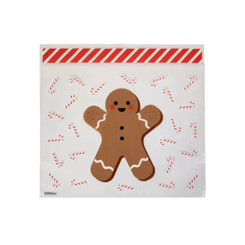 Christmas Ginger Boy Resealable Favor Bags 7" x 6.5" | 20 ct