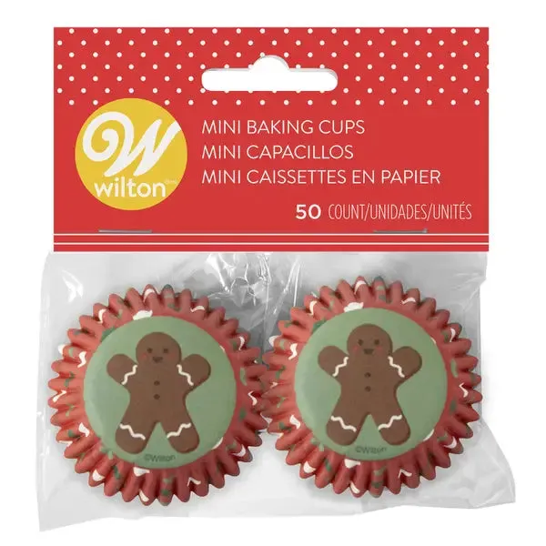 Christmas Gingerbread Man Mini Cupcake Liners | 50 ct