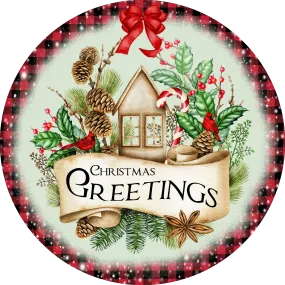 Christmas Greetings, Holiday Sign, Wreath Center, Wreath Attachment