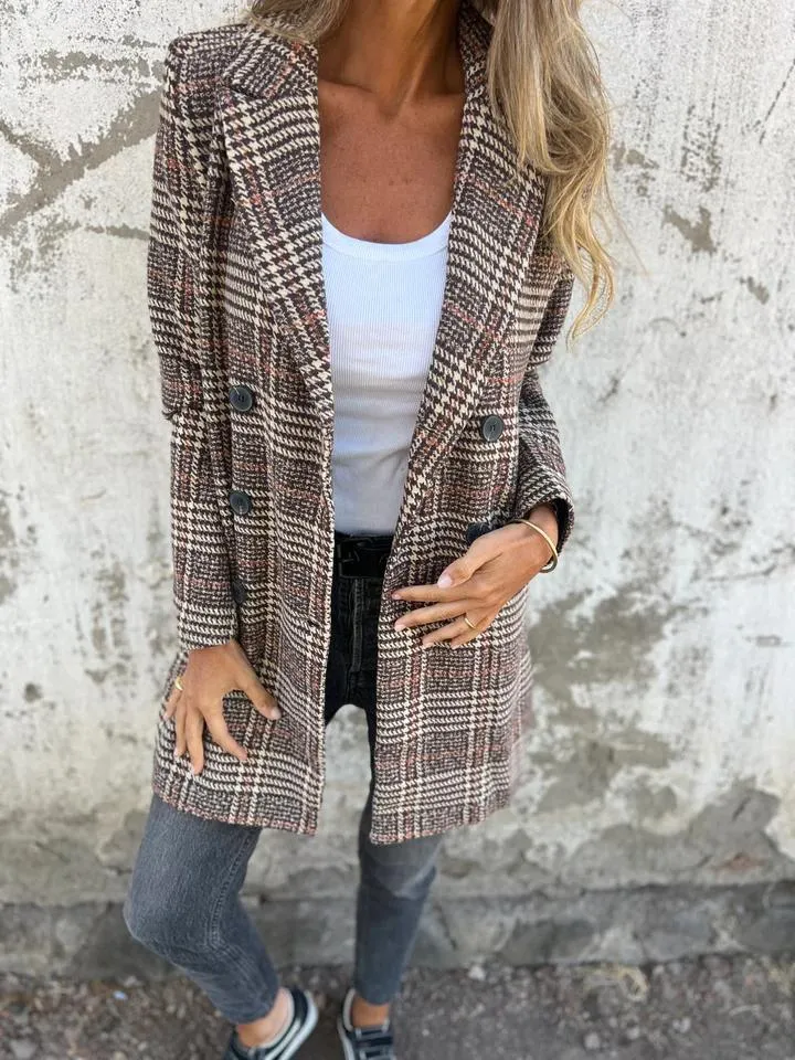 CLEARANCE SALE🔥Plaid Lapel Blazer Coat