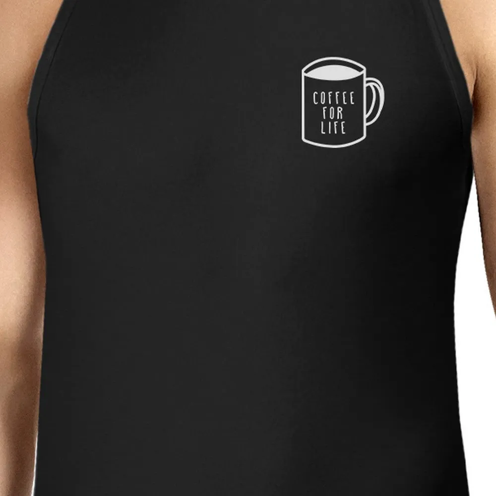 Coffee For Life Mens Sleeveless Black Tank Top For Coffee Lovers