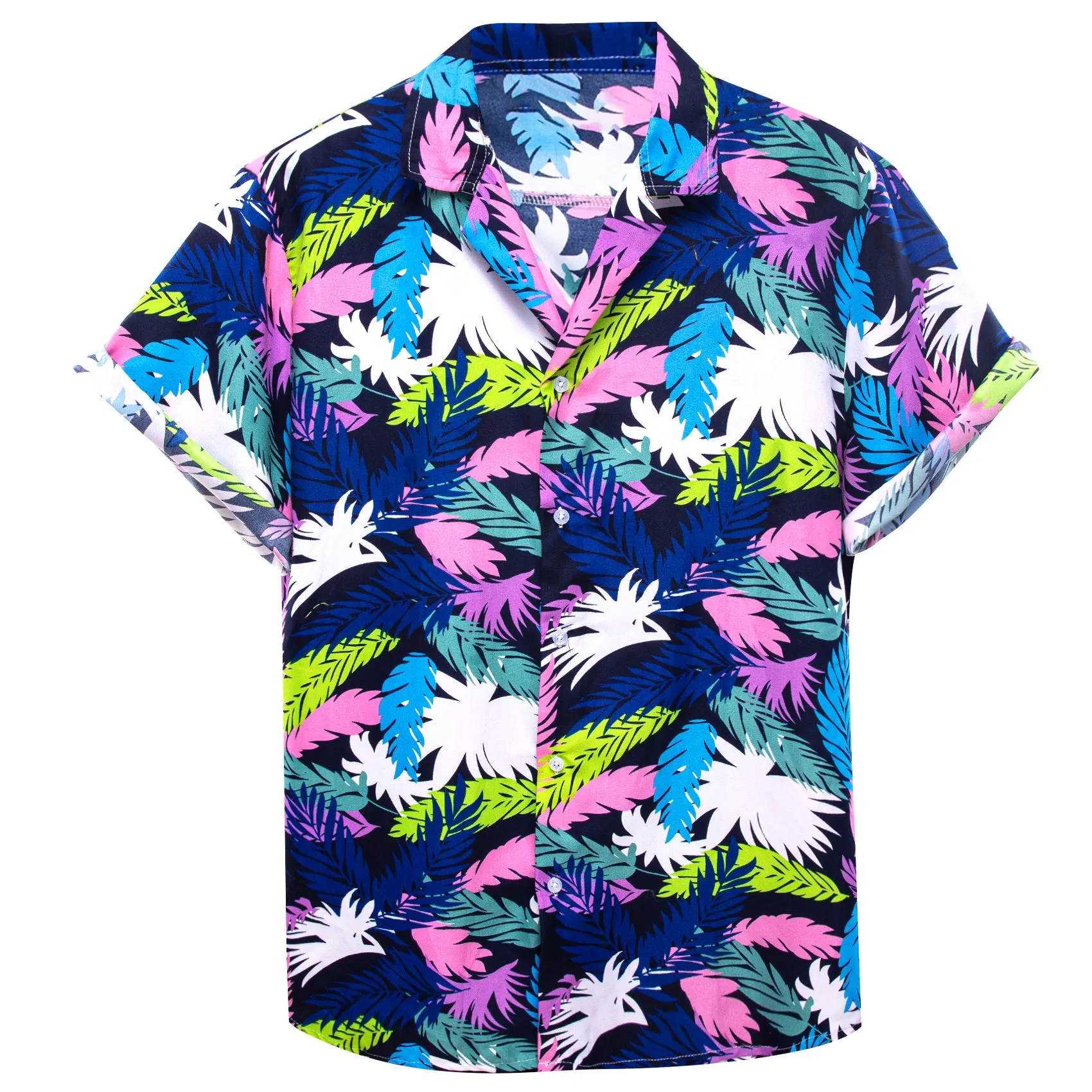 Colorful Leaves Novelty Men's Short Sleeve Summer Shirt