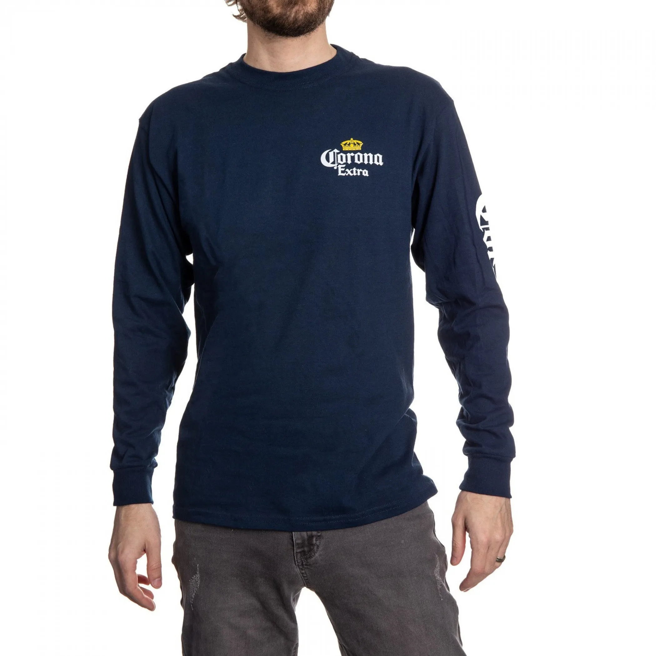 Corona Extra Stamp Back Long Sleeve Print T-Shirt